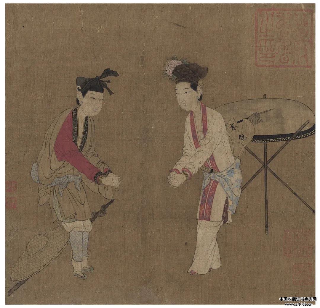 宋 佚名 杂剧“打花鼓”图绢本 24×24.3cm 北京故宫博物院藏