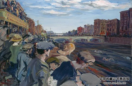 杰克·巴特勒·叶芝,《利菲河上的游泳比赛》(The Liffey Swim),1923年,© 爱尔兰国家美术馆(都柏林)